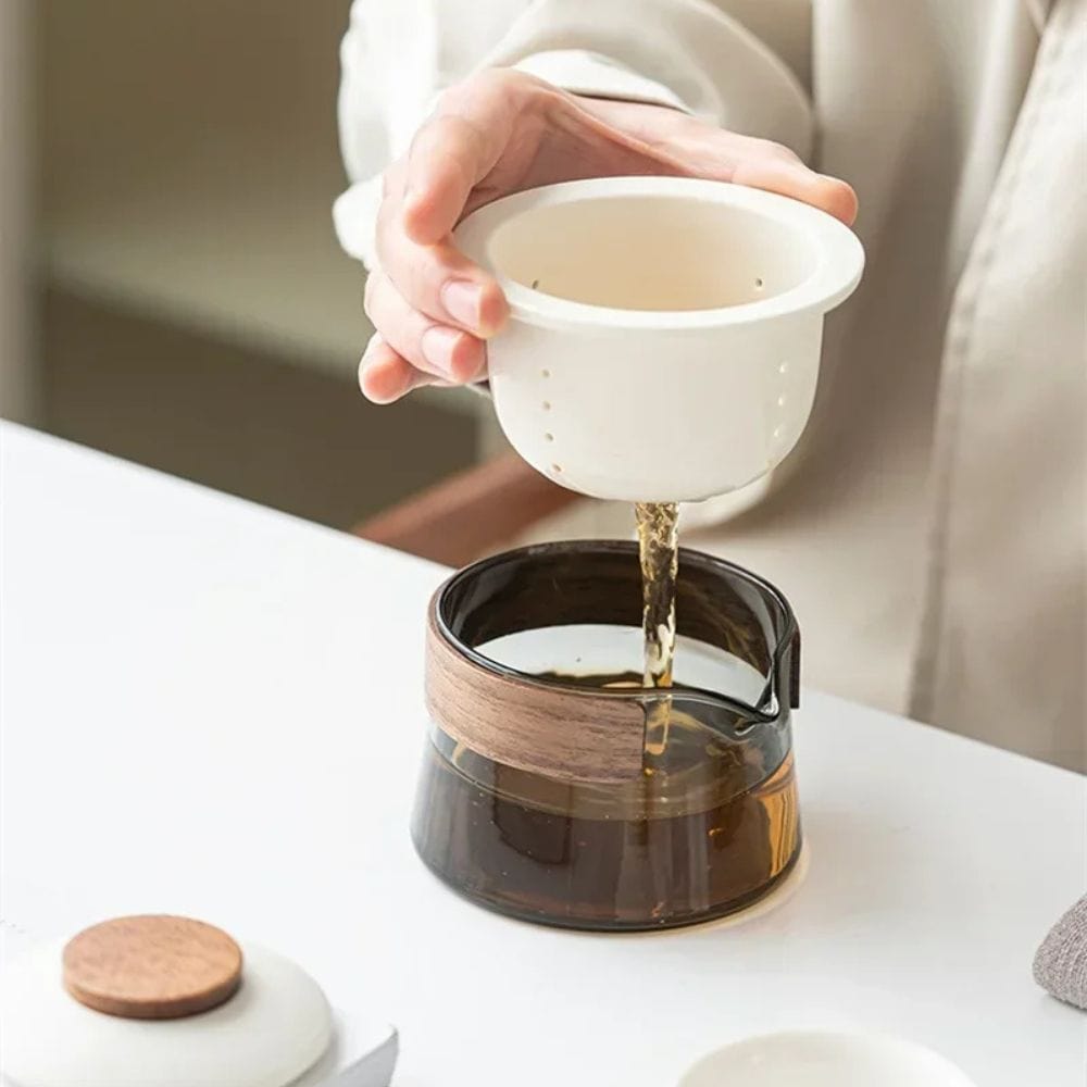 Service à thé de voyage 1 théière & 3 tasses avec pochette nomade