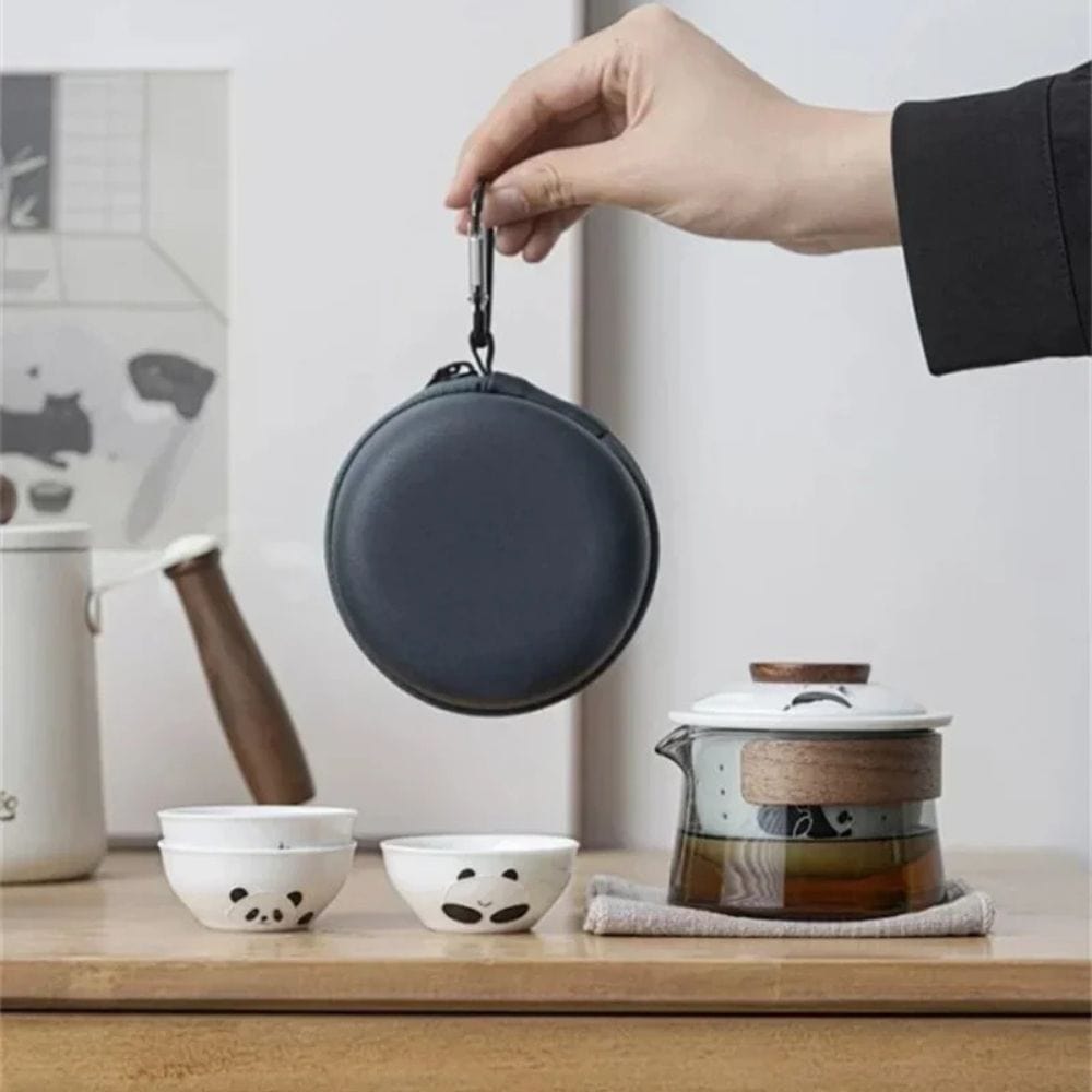 Service à thé de voyage 1 théière & 3 tasses avec pochette nomade