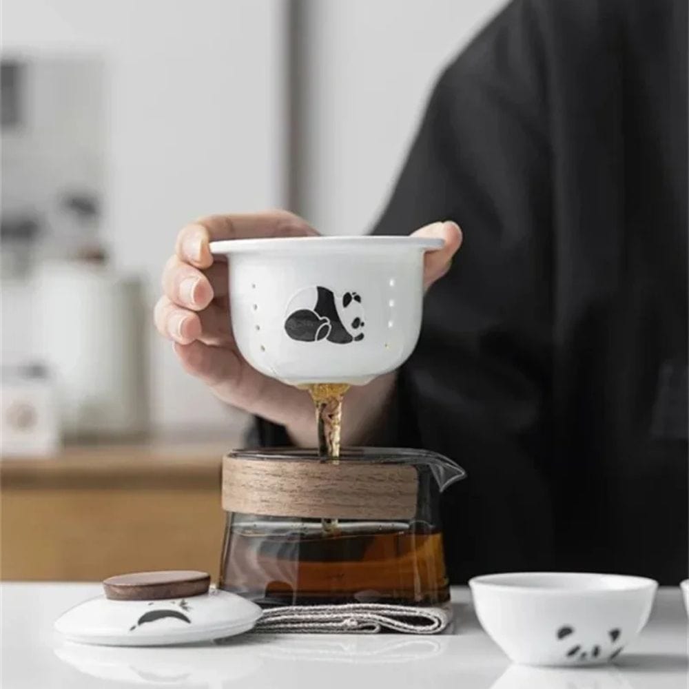 Service à thé de voyage 1 théière & 3 tasses avec pochette nomade