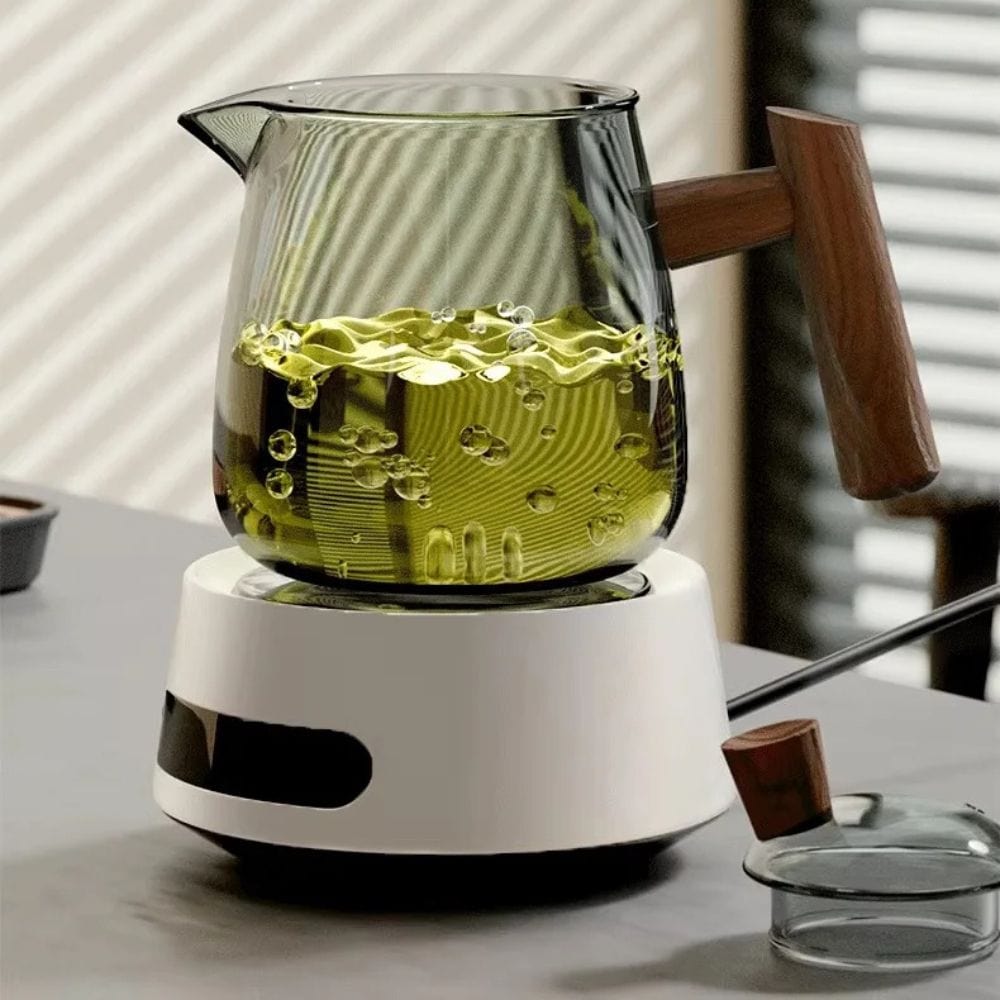 Service à thé en verre & noyer théière 530 ml avec plateau Kung Fu