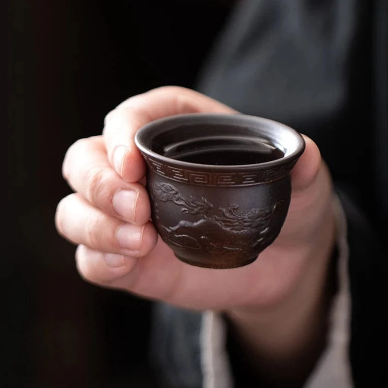 Service à thé Kung Fu en porcelaine théière semi-automatique 6 personnes