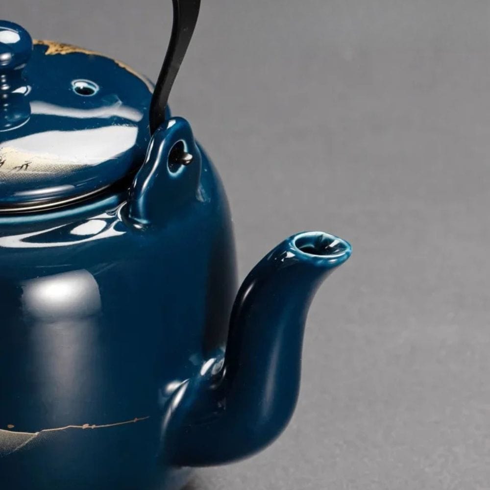 Service à thé noir en céramique théière 820 ml & 6 tasses