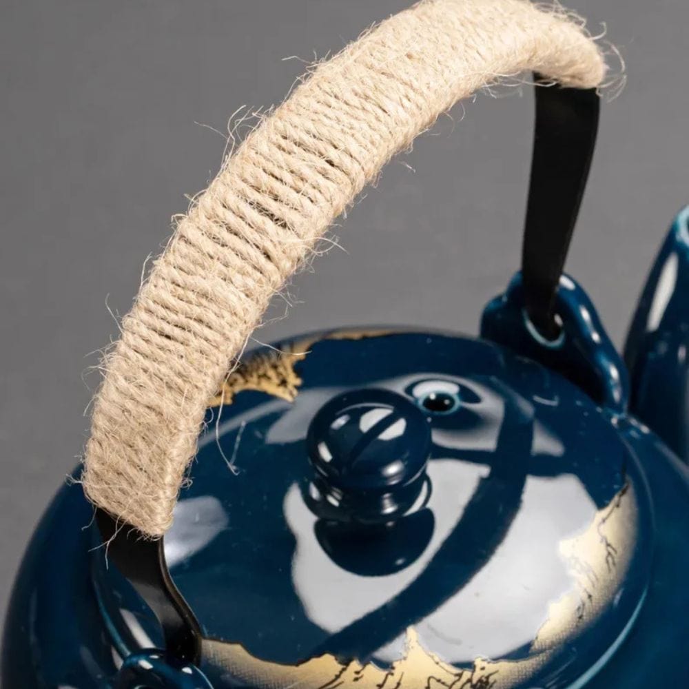 Service à thé noir en céramique théière 820 ml & 6 tasses