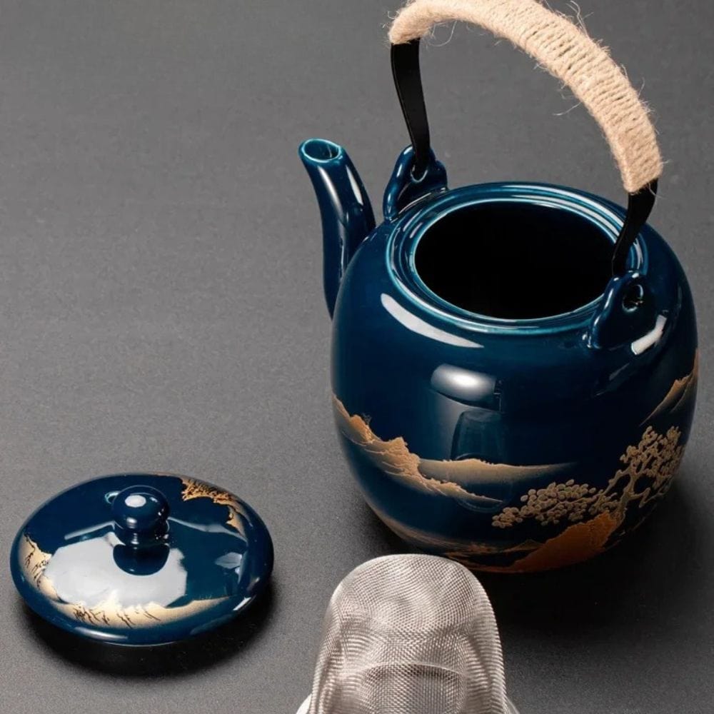 Service à thé noir en céramique théière 820 ml & 6 tasses