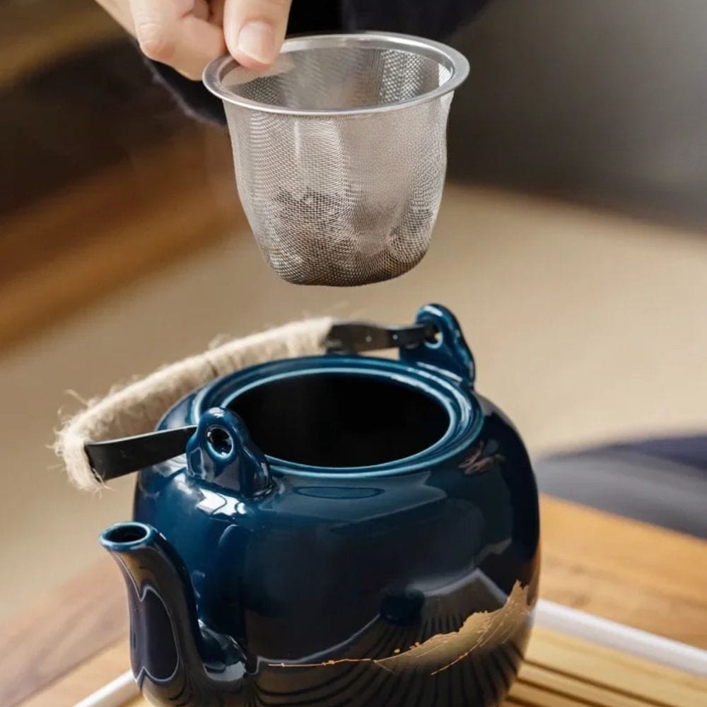 Service à thé noir en céramique théière 820 ml & 6 tasses