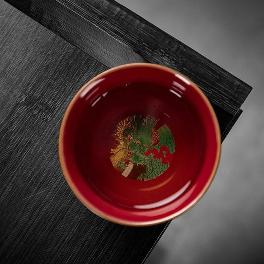 Tasse à thé chinoise Dragon en verre émaillé 100 ml