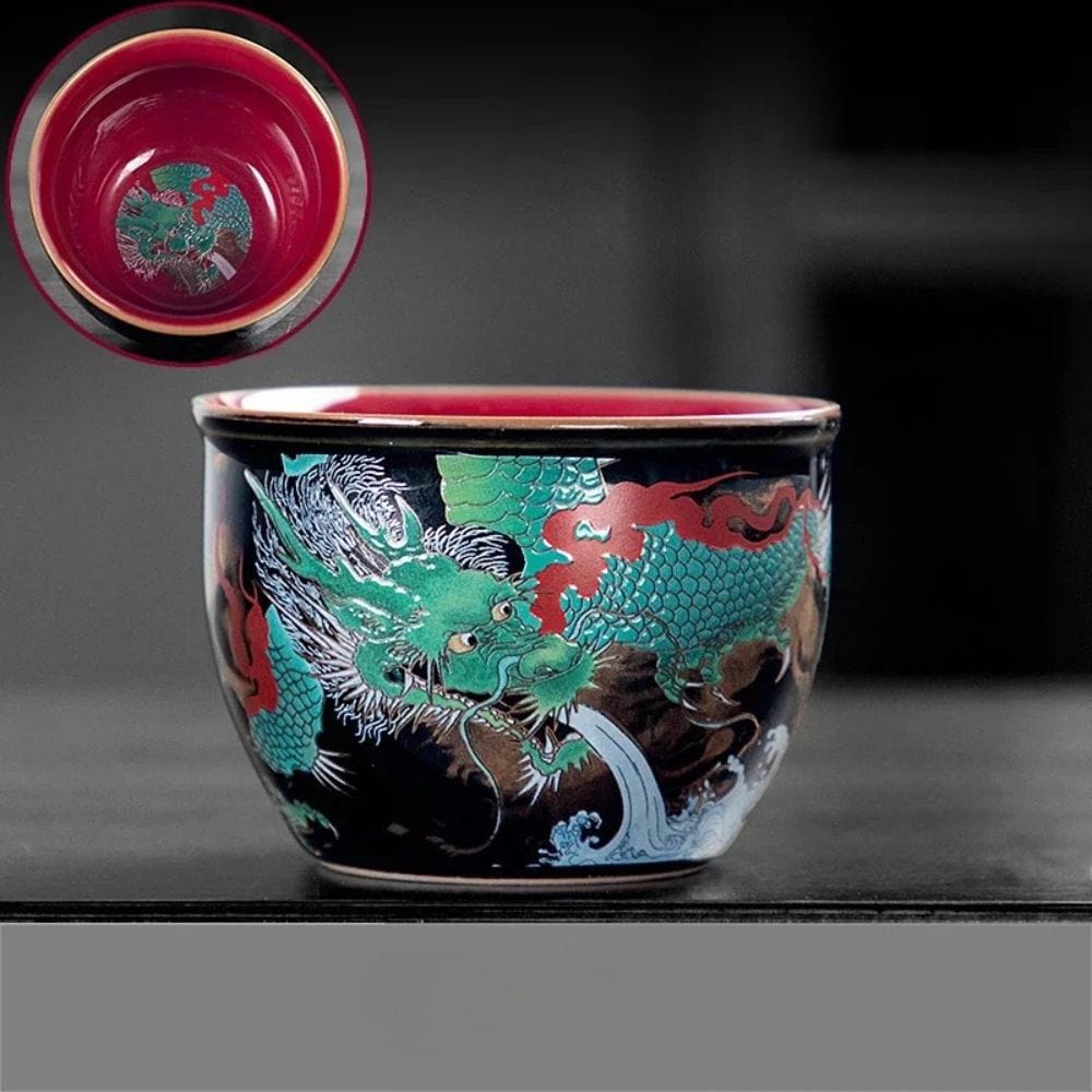 Tasse à thé chinoise Dragon en verre émaillé 100 ml