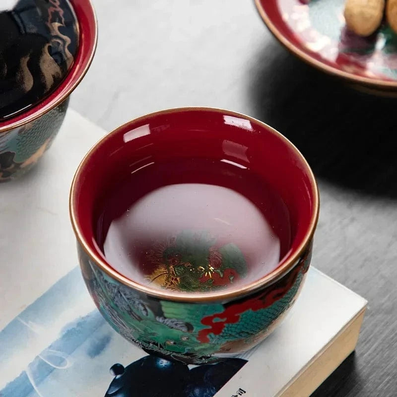 Tasse à thé chinoise Dragon en verre émaillé 100 ml