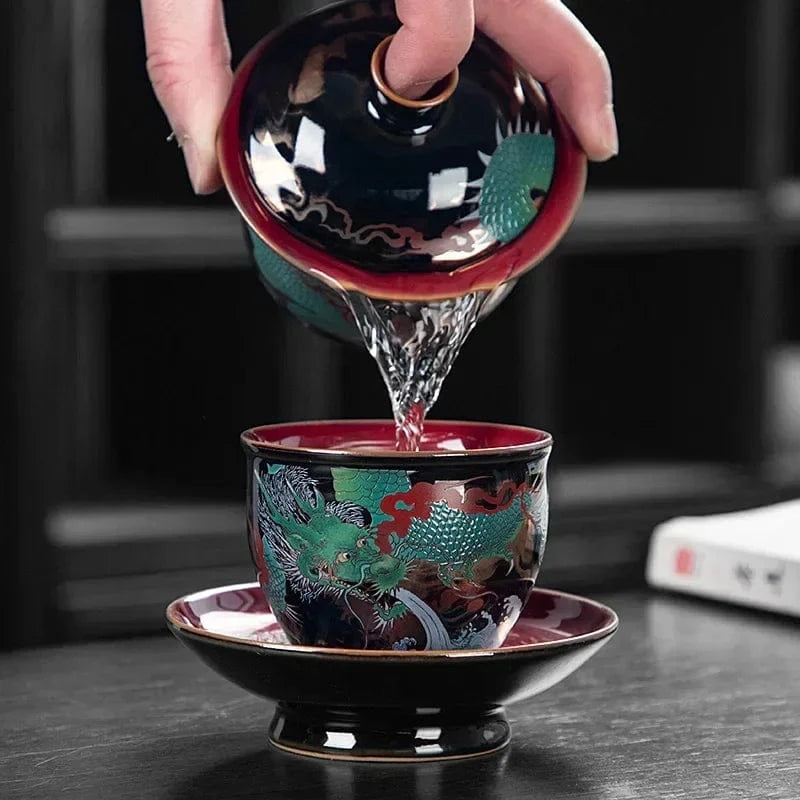Tasse à thé chinoise Dragon en verre émaillé 100 ml