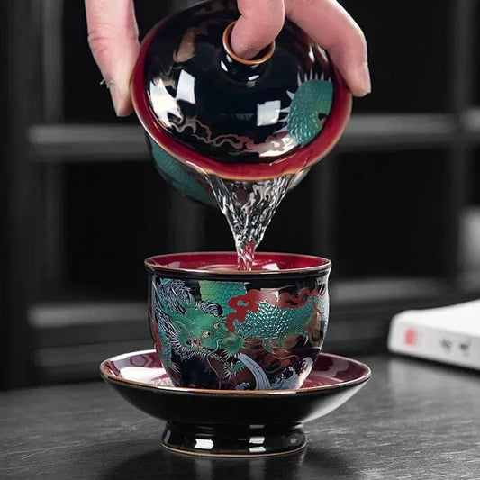 Tasse à thé chinoise Dragon en verre émaillé 100 ml