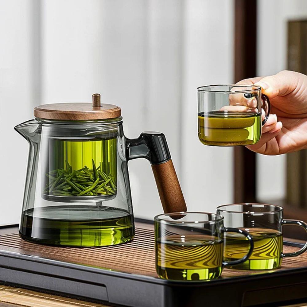 Tasse à thé double paroi avec filtre 650 ml verre & inox