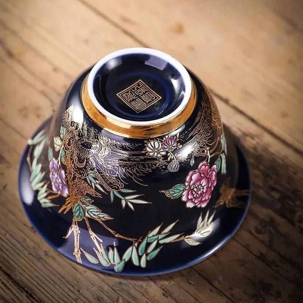 Tasse à thé en céramique dorée Gaiwan ou coffret 6 pièces