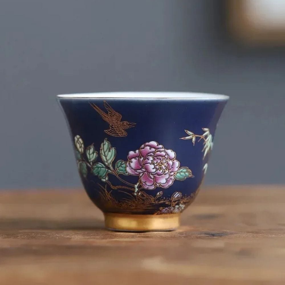 Tasse à thé en céramique dorée Gaiwan ou coffret 6 pièces