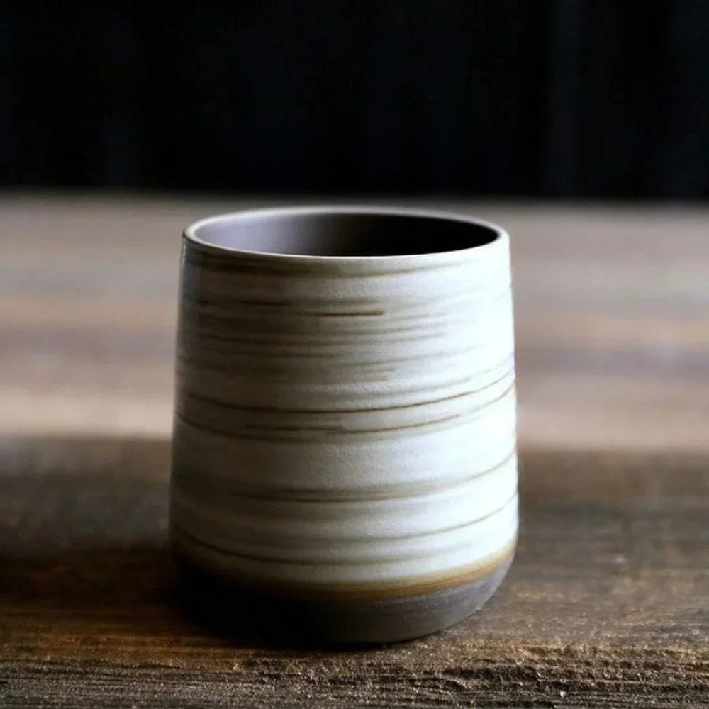 Tasse à thé en grès craquelé peint à la main style vintage zen