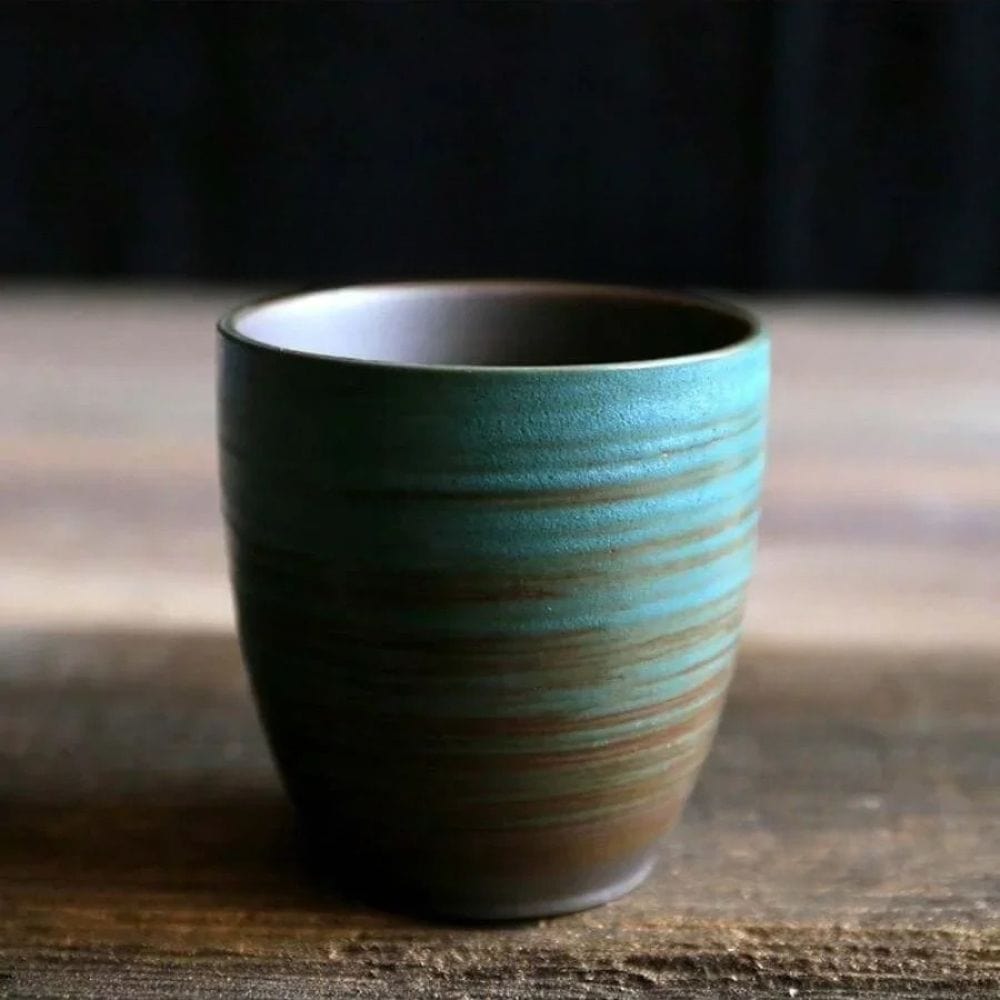 Tasse à thé en grès craquelé peint à la main style vintage zen