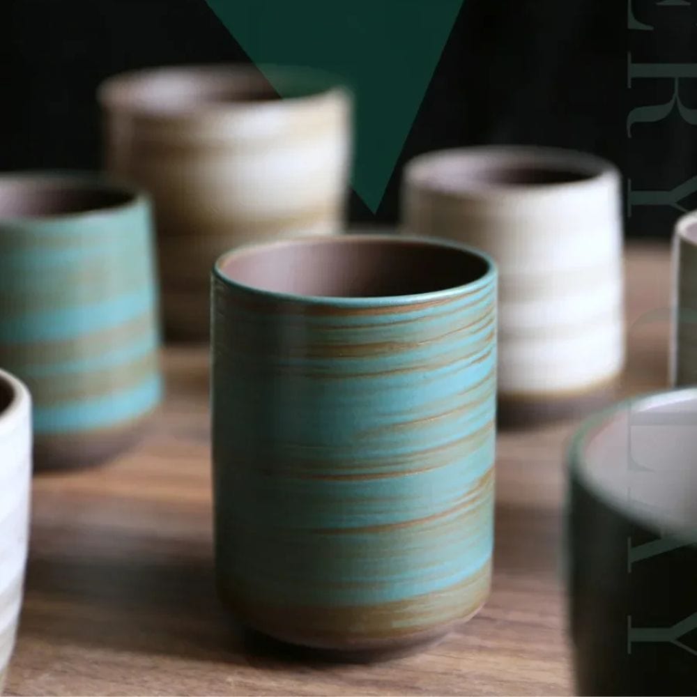 Tasse à thé en grès craquelé peint à la main style vintage zen