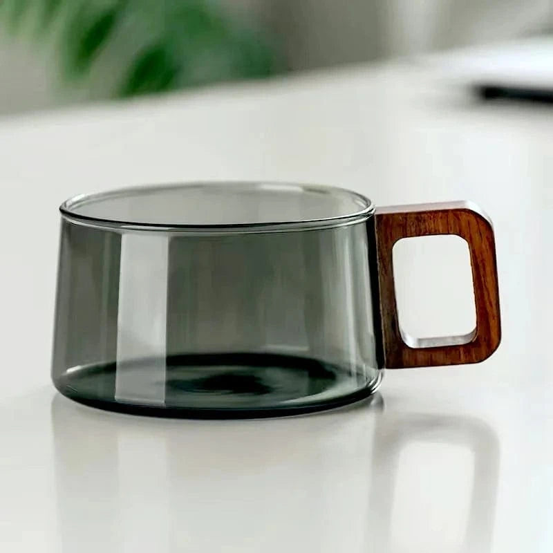 Tasse à thé en verre 200 ml avec plateau bois & cuillère