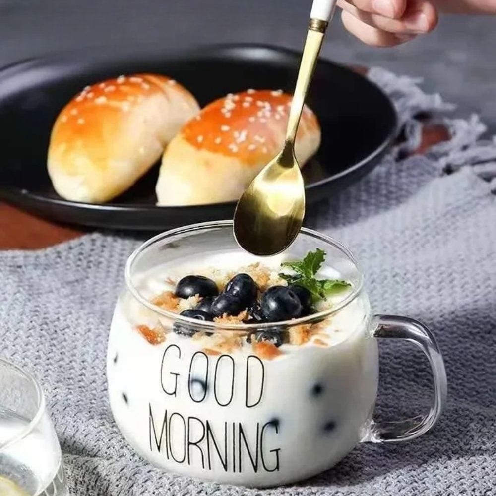 Tasse à thé en verre 350 ml Impression lettrée transparente