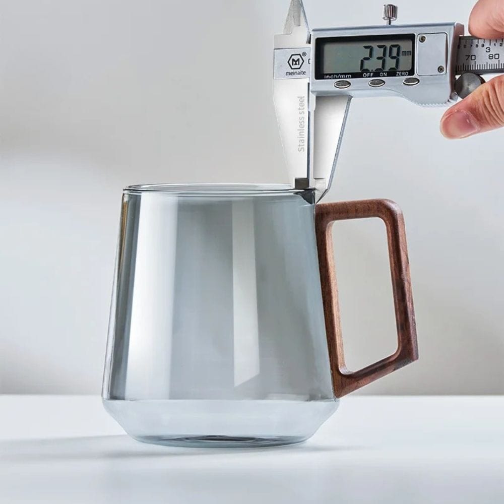 Tasse à thé en verre avec poignée bois 400 ml ou 525 ml