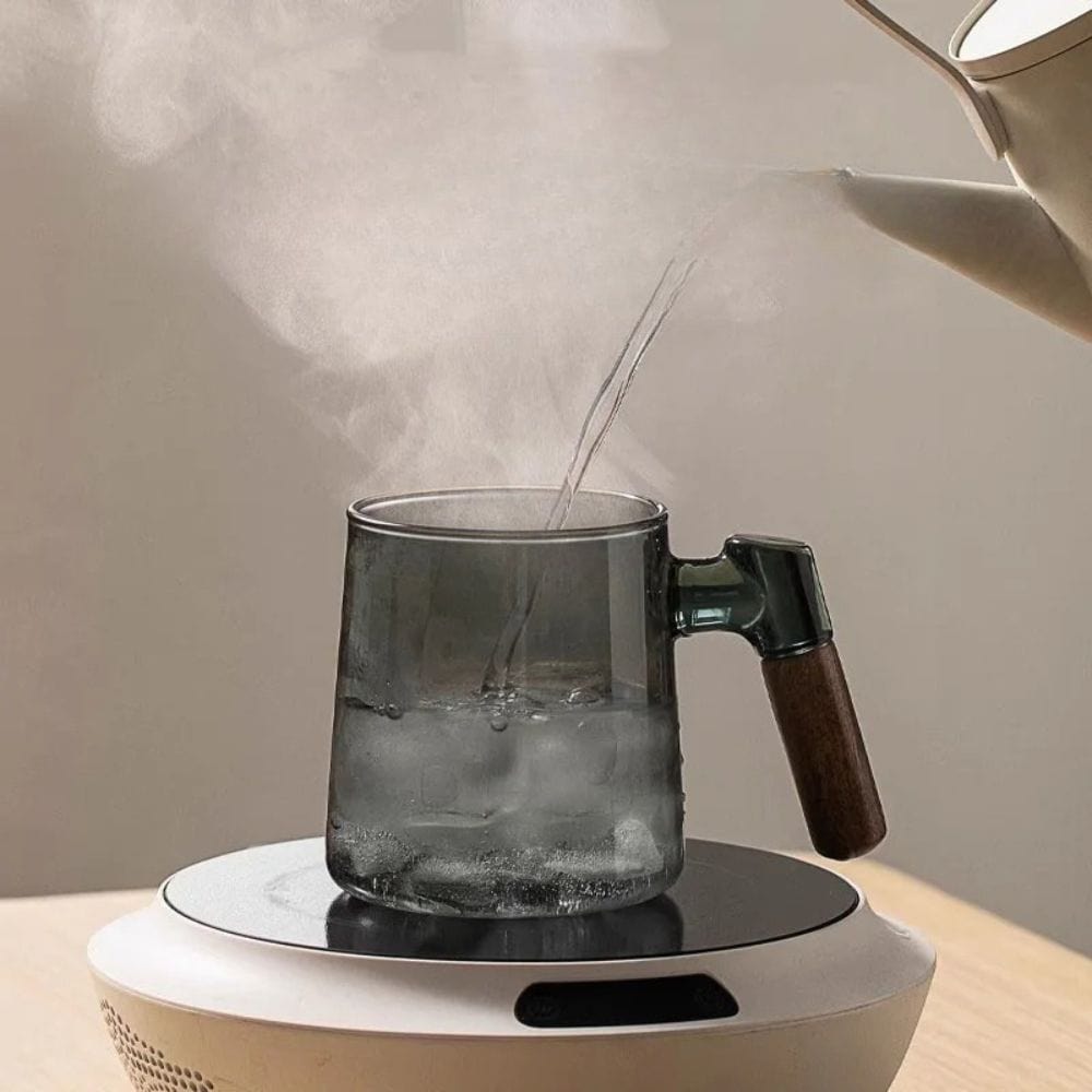 Tasse à thé en verre borosilicate 400 ml avec infuseur & couvercle