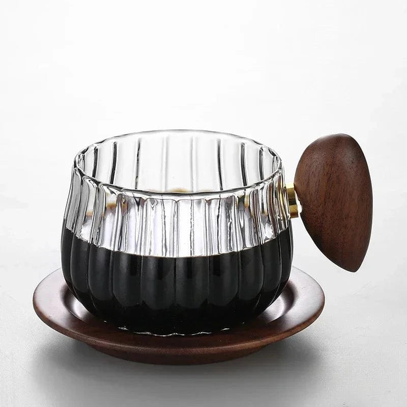 Tasse à thé en verre borosilicate avec anse bois 200 ml