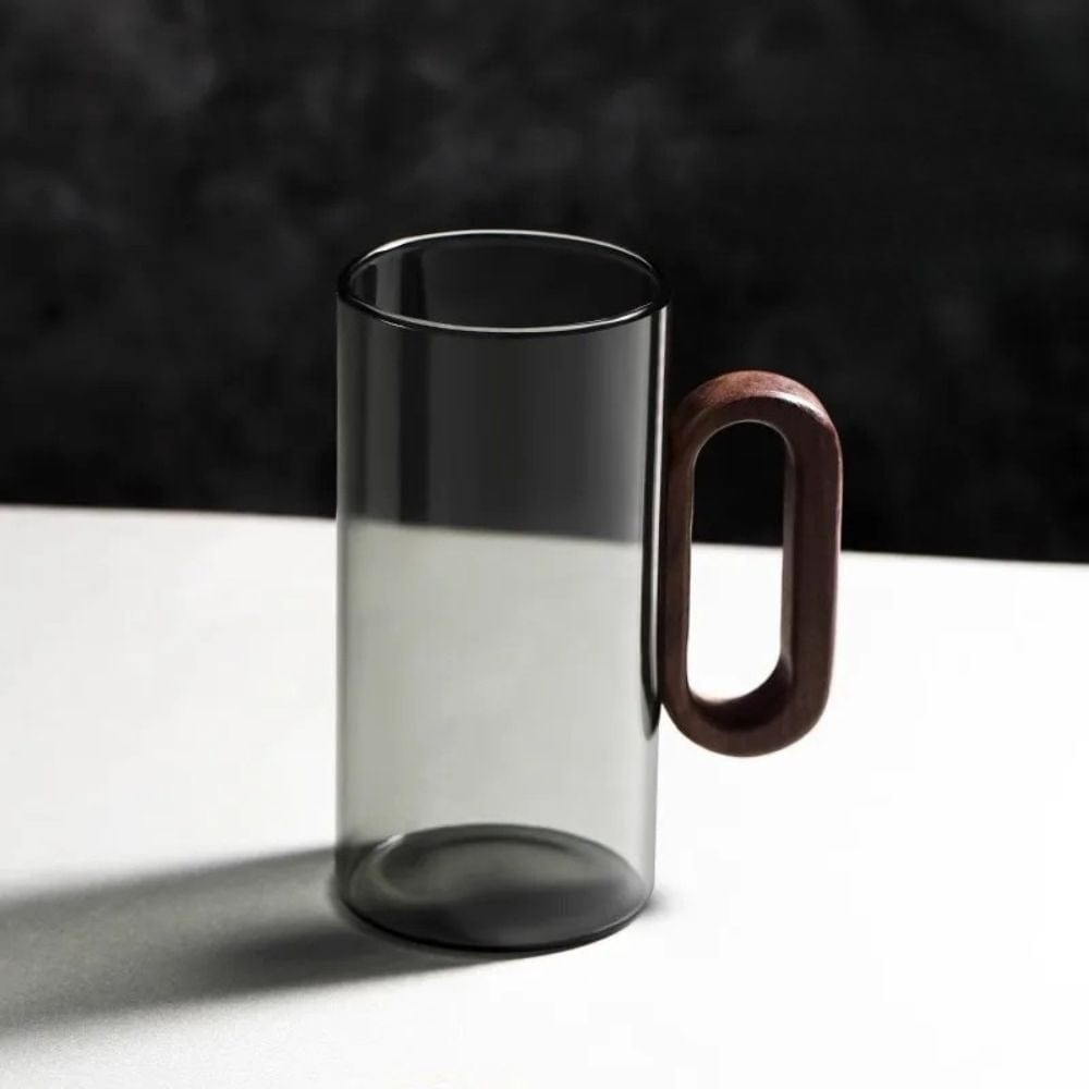Tasse à thé en verre borosilicate avec anse bois 360 ml résistant