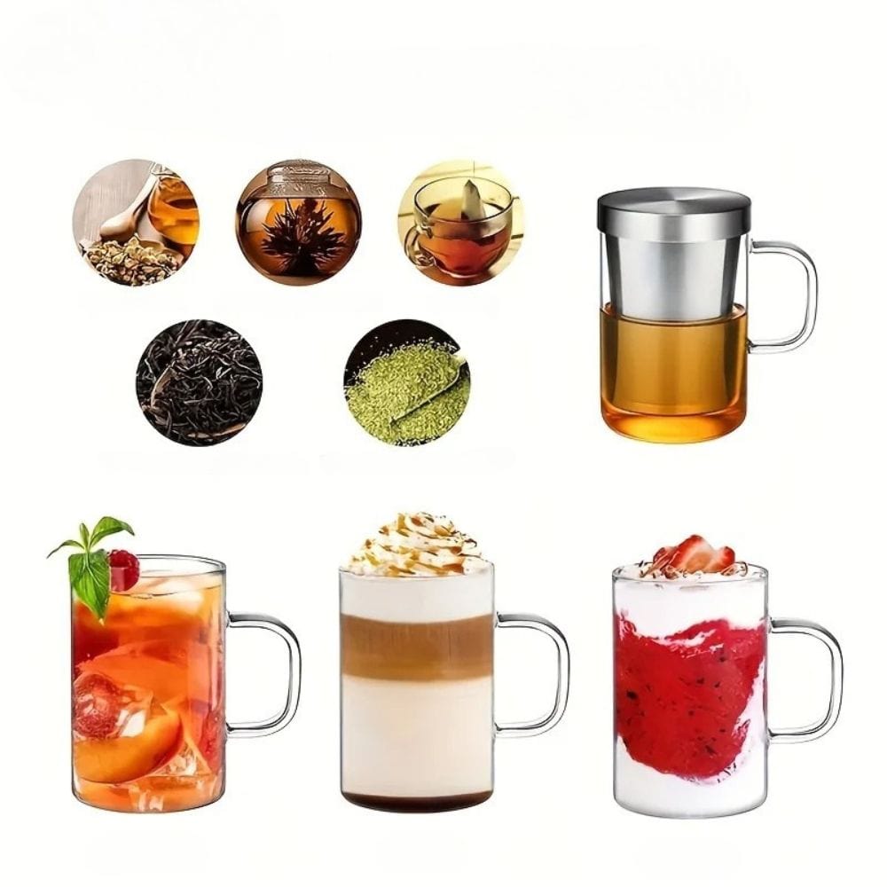 Tasse à thé en verre borosilicate avec infuseur inox 477 ml