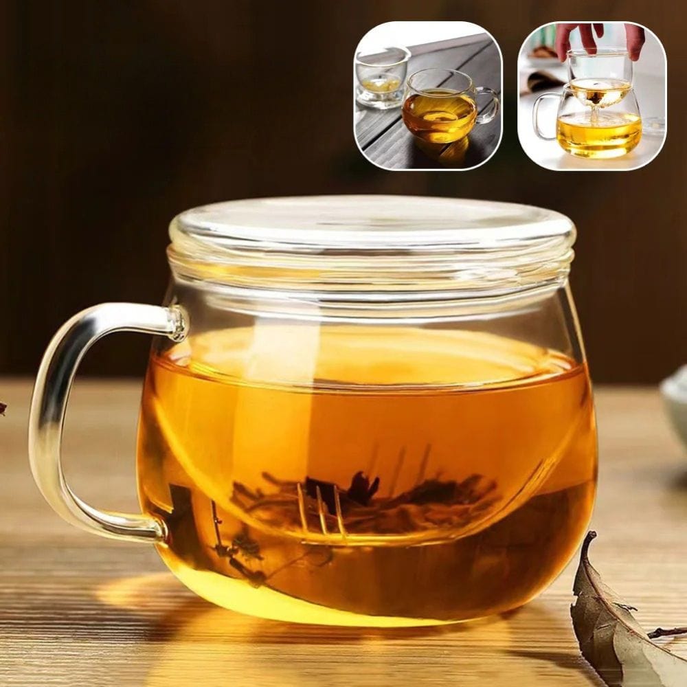 Tasse à thé en verre épais avec couvercle 350 ml