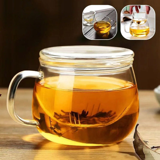Tasse à thé en verre épais avec couvercle 350 ml