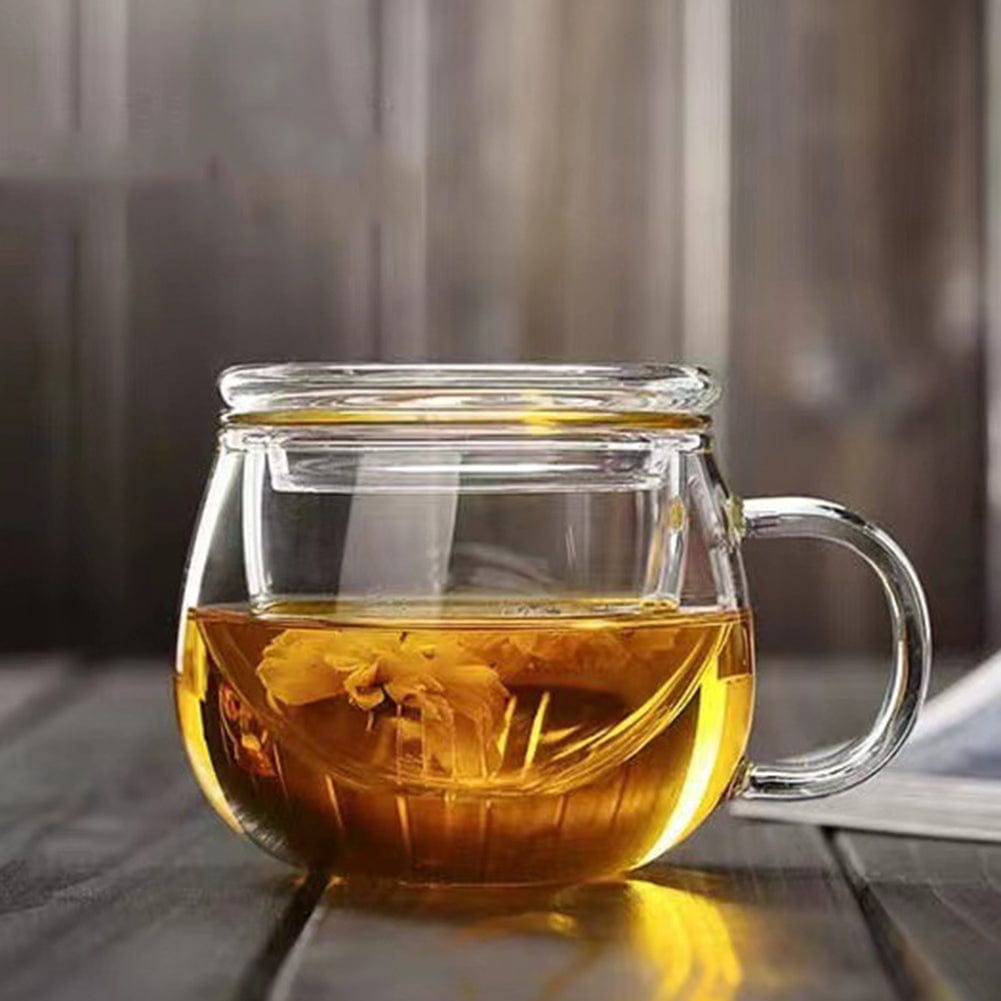 Tasse à thé en verre épais avec couvercle 350 ml