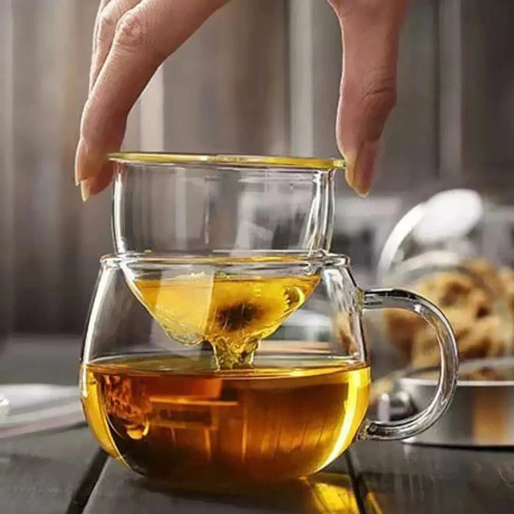 Tasse à thé en verre épais avec couvercle 350 ml