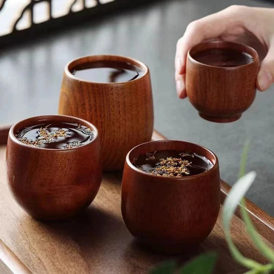Tasse à thé japonaise en bois massif Artisanat en bois de jujubier (100-200 ml)