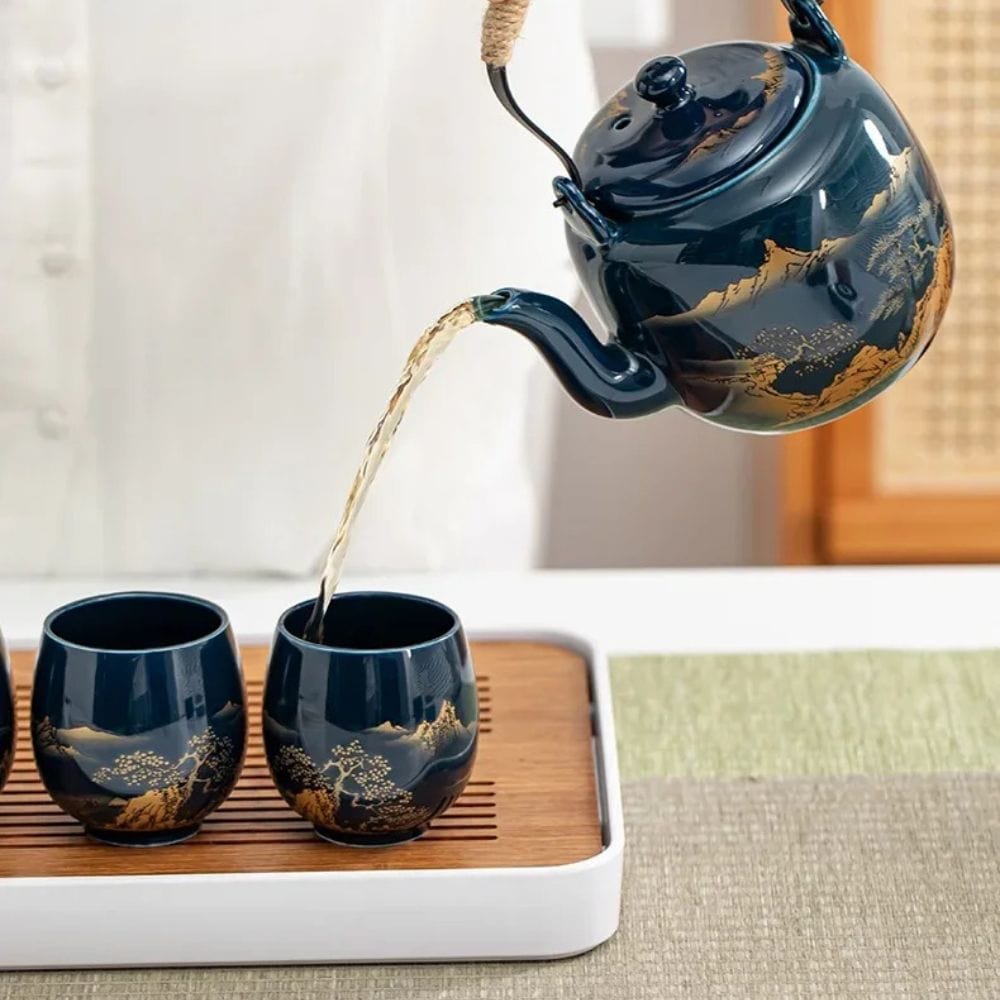 Tasse à thé japonaise noire en céramique 180 ml