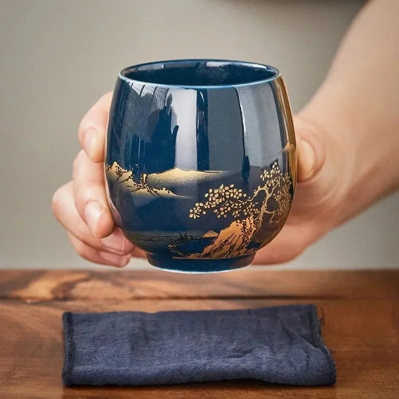 Tasse à thé japonaise noire en céramique 180 ml