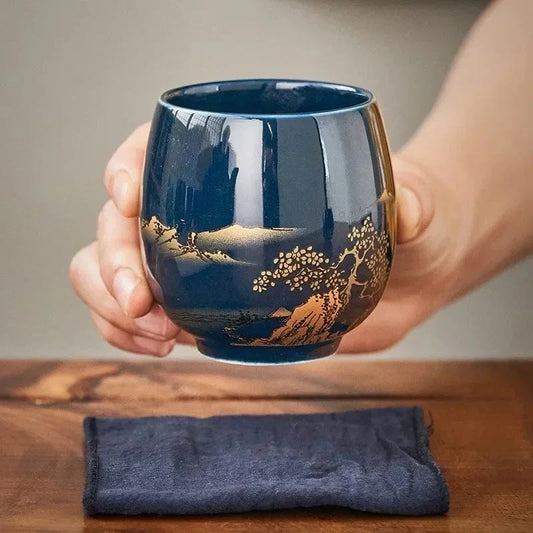 Tasse à thé japonaise noire en céramique 180 ml