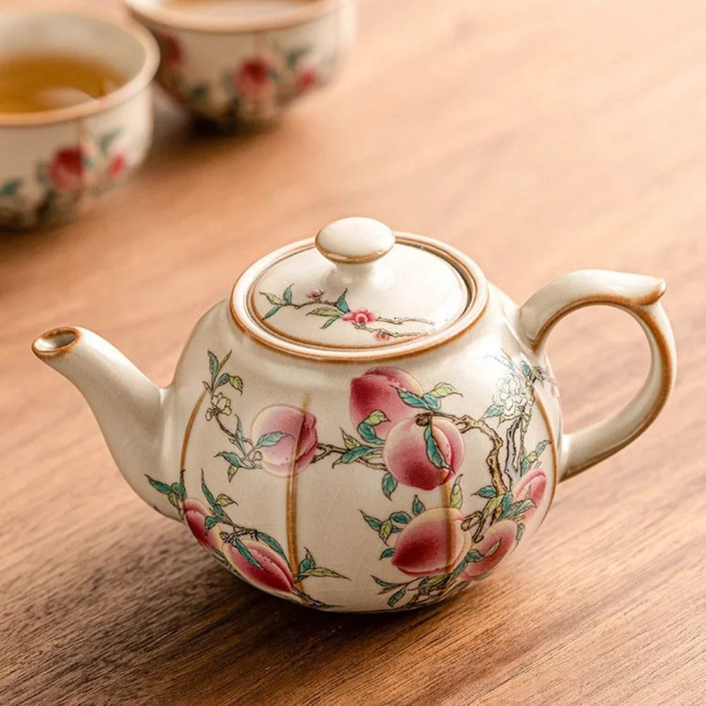 Théière artisanale japonaise rose Set 1 théière + 2 tasses (220 ml)