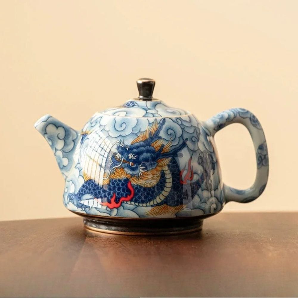 Théière en porcelaine décor sous glaçure 120 ml avec infuseur