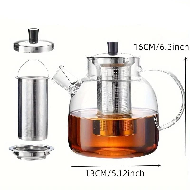 Théière en verre 1,5 L avec infuseur inox amovible design moderne