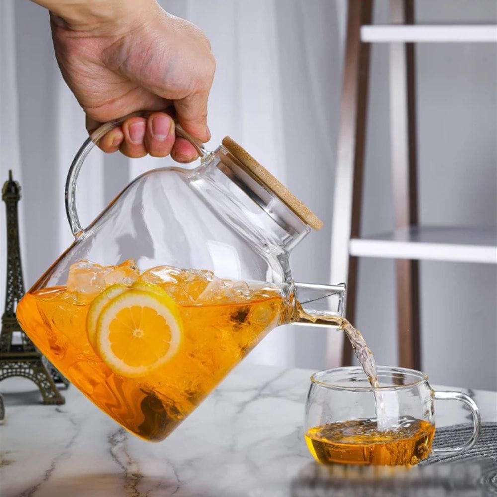 Théière en verre avec couvercle bambou 1L ou 1,8L