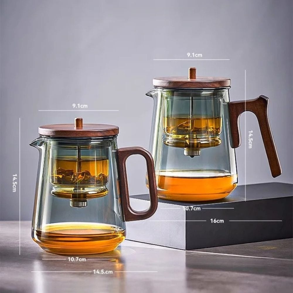 Théière en verre avec filtre amovible anse en noyer 840 ml
