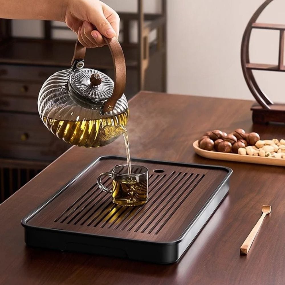 Théière en verre avec filtre vapeur 900 ml design transparent