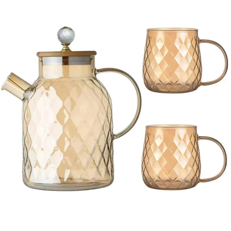 Théière en verre borosilicate 1,8L avec couvercle bambou