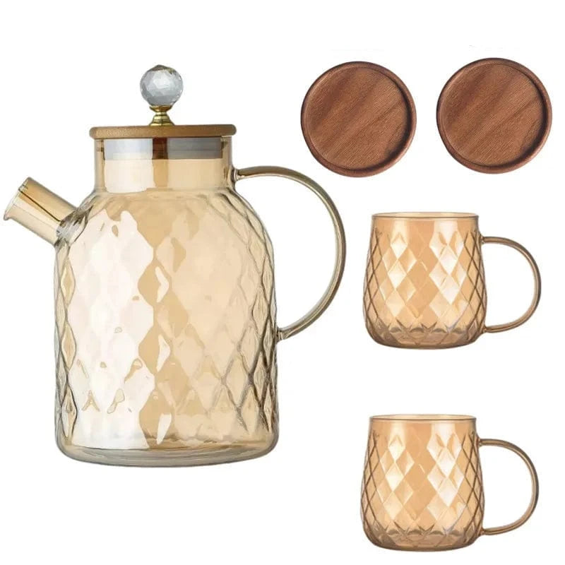 Théière en verre borosilicate 1,8L avec couvercle bambou