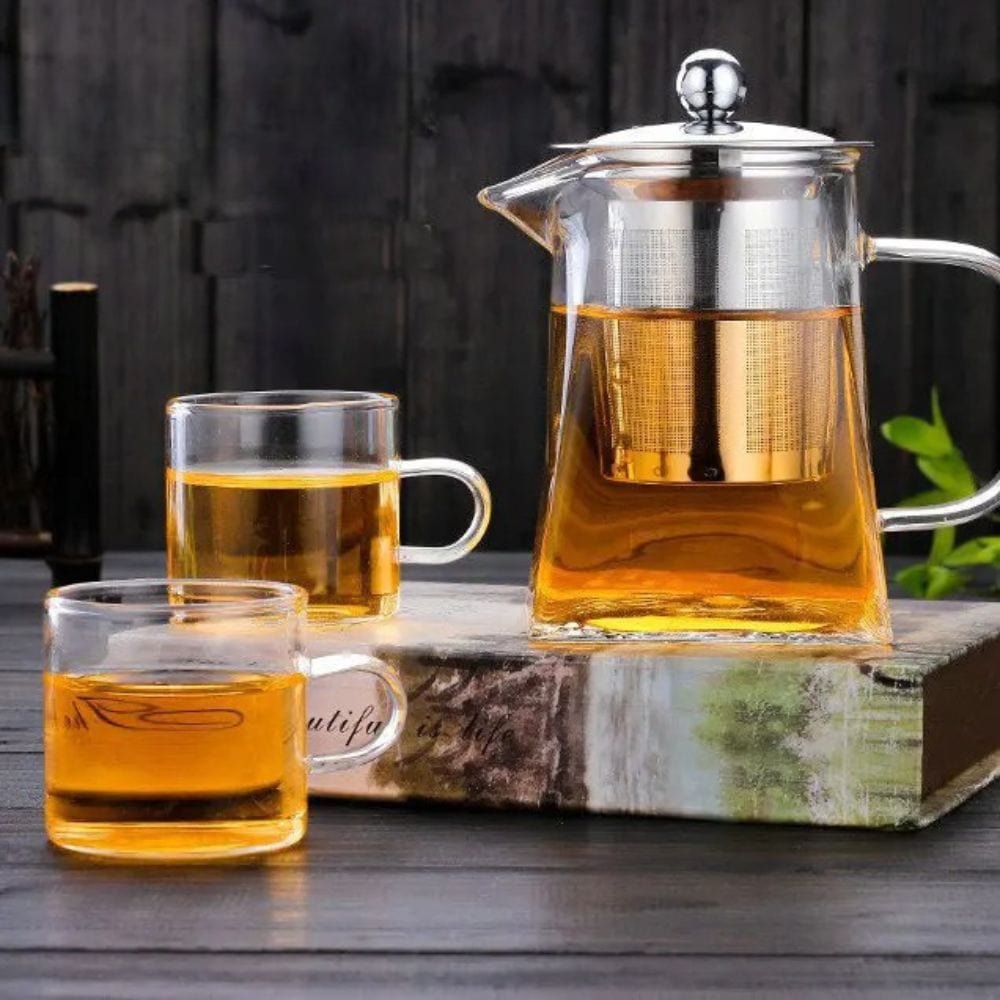 Théière en verre borosilicate 350 ml avec filtre inox