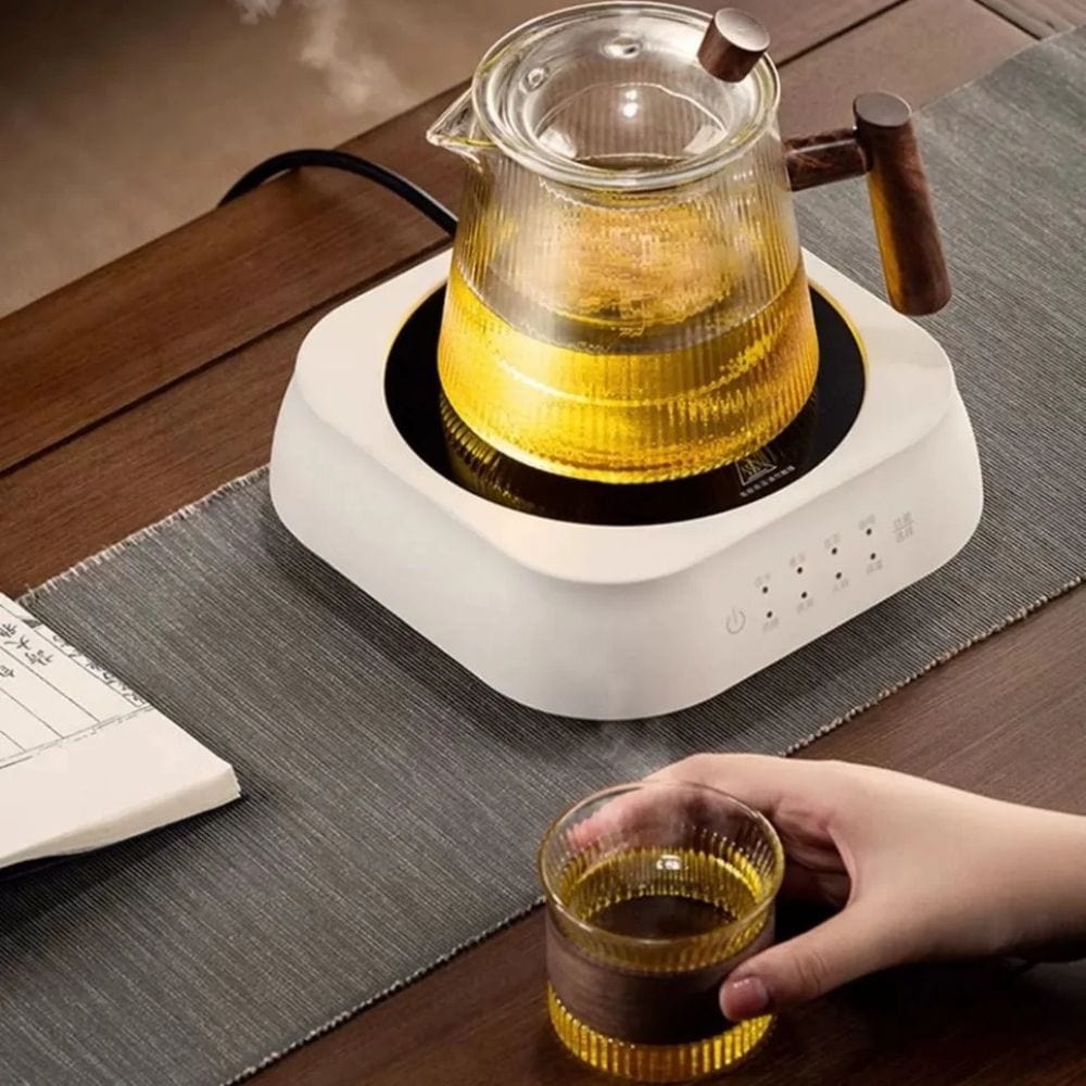 Théière en verre borosilicate 450 ou 900 ml, couvercle bois