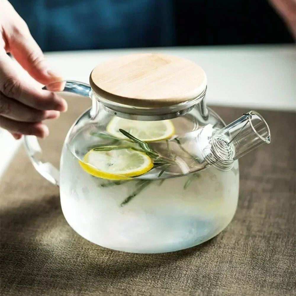 Théière en verre borosilicate avec couvercle bois 1L ou 1,8L