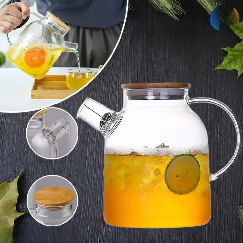Théière en verre borosilicate avec couvercle bois 1L ou 1,8L