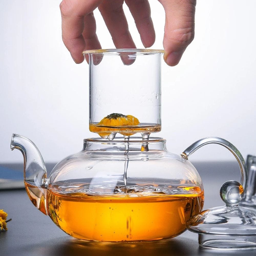 Théière en verre borosilicate avec filtre 400 ml à 1,6 L
