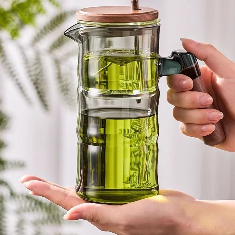 Théière en verre forme bambou avec filtre Set 500 ml