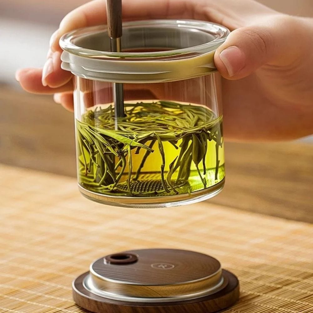 Théière en verre forme bambou avec filtre Set 500 ml